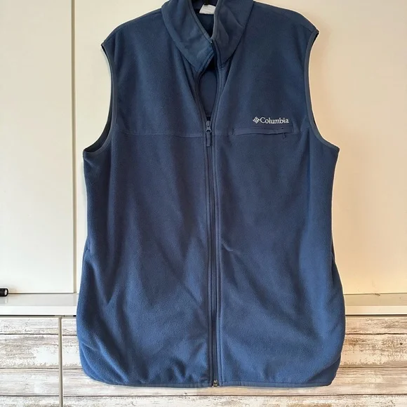 🧥 Columbia Blue Fleece Zip Vest Size L | Lightweight Outdoor Layer