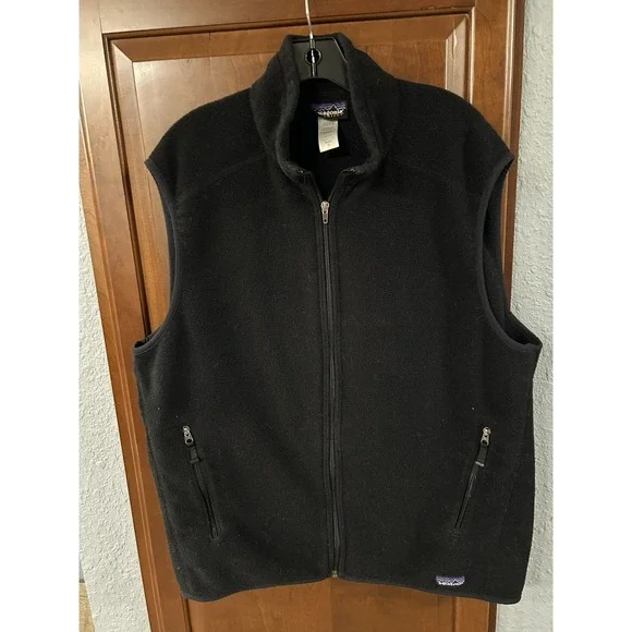 Patagonia Synchilla Vest Men's XL Black Fleece Zip Pockets