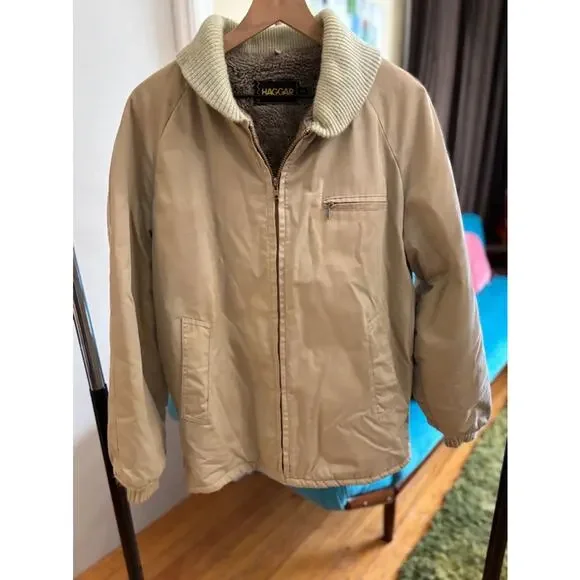 Vintage Haggar Tan Sherpa Lined Bomber Jacket Men’s 40R