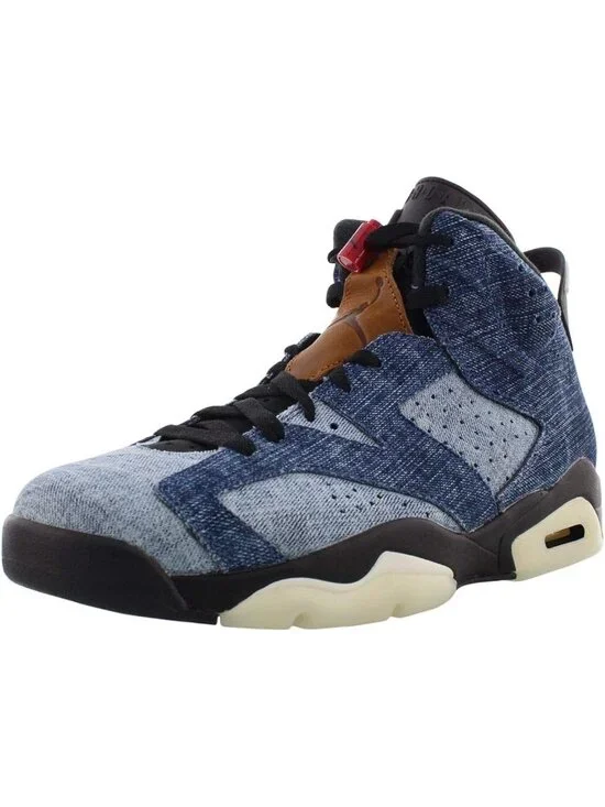 Jordan 6 Retro Washed Denim Sneakers Blue Black Size 12