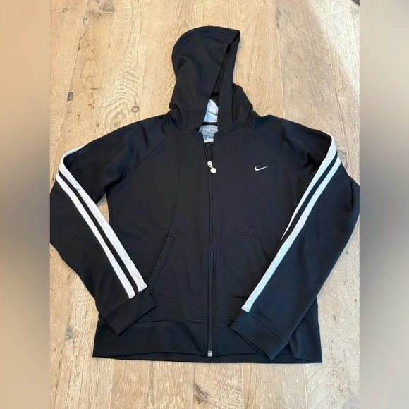 Nike Boys Track Jacket Full Zip Black Long Sleeve Hoodie 8-10 M