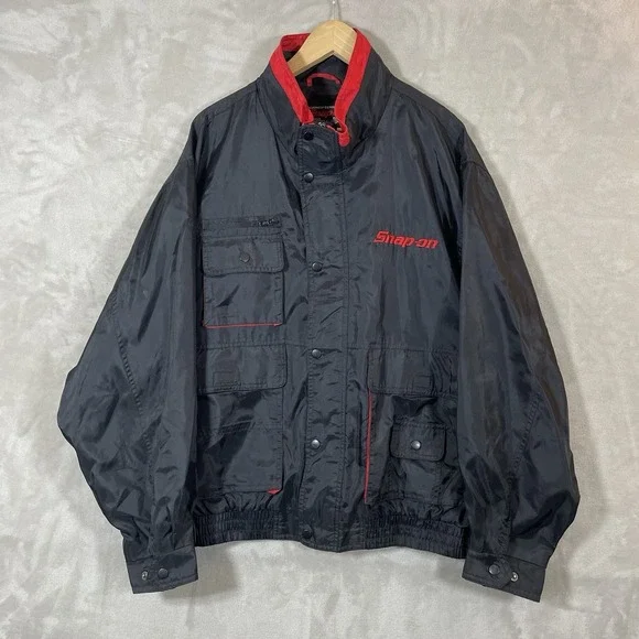 Vtg Snap-on Tool Jacket Men XL Utility Cargo Mechanic Bomber Biker Nylon Y2K 90s