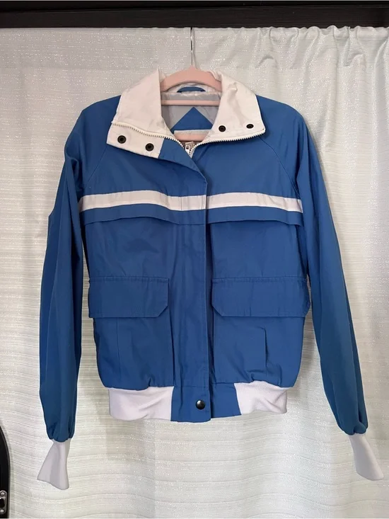 Vintage 1980s Whitefish Bay full-zip unisex bomber jacket  Blue/White Pockets S