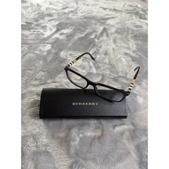 Burberry Plaid Glasses W/ Black Spell Out Case 2199 3001 53017 145 Frames Only