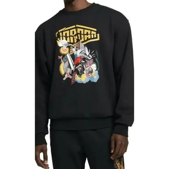 Nike air Jordan Sport DNA Men's Fleece Crew Sweatshirt DC9615-010 NWT 2XL Black