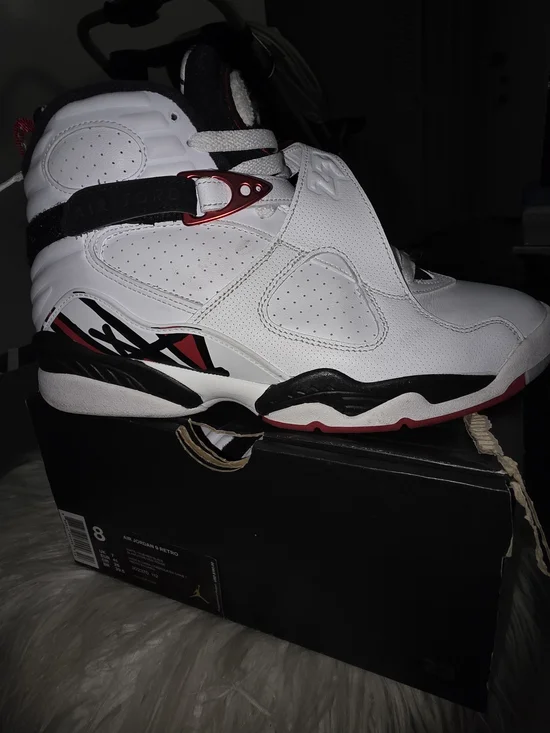 Jordan White Black Red Retro High-Top Sneakers