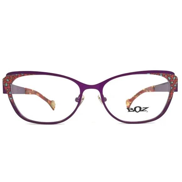 BOZ Eyeglasses Frames ZEBRA 7232 Purple Panther Red Cat Eye Full Rim 54-16-135