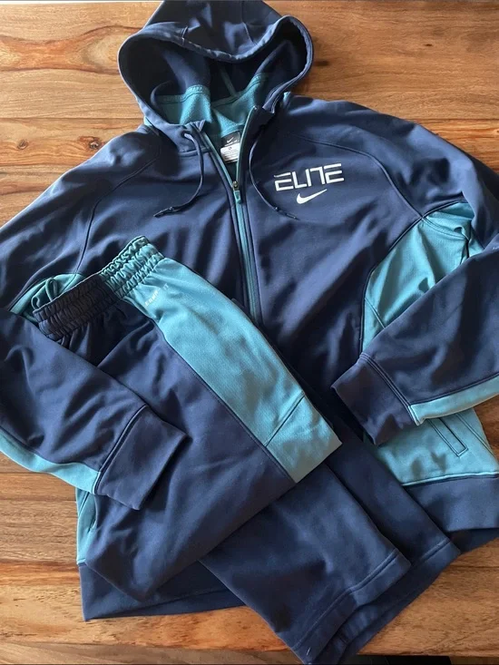 Nike Navy and Teal Elite Matching Sweat Suit Size XL