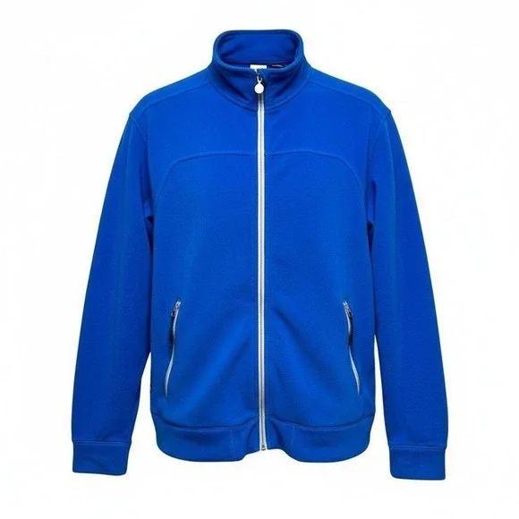 Aigle Polartec Fleece Jacket Mens Large Blue Full Zip Mock Neck Outdoor Hiking