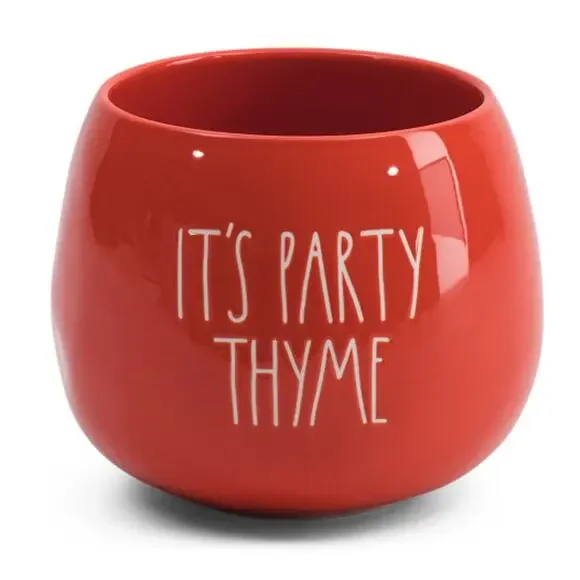 Rae Dunn Round Planter PARTY THYME‎ Orange 6 in Ceramic