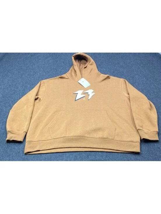 NEW Nike Jordan Jumpman 23 Logo Men’s 2XL Pullover Fleece Hoodie Brown 10311