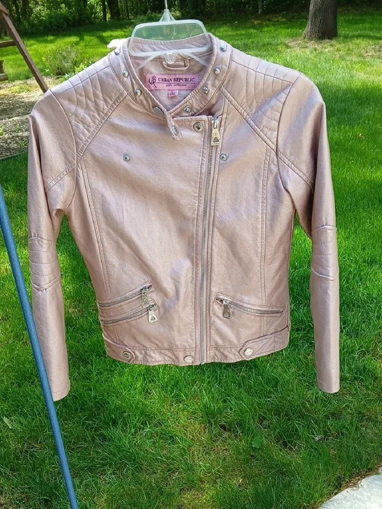 URBAN REPUBLIC  Girls Faux Leather Moto Jacket BLUSH. Sz 14