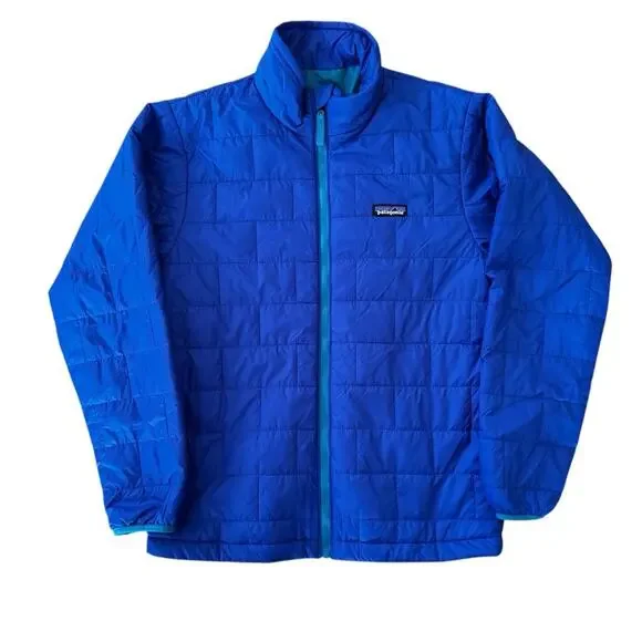 Patagonia Kids Patagonia Nano Puff Quilted Brick Jacket Blue Size XL 14