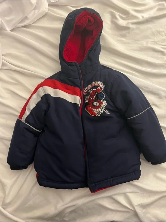 Children's Navy & Red Spider-Man Hooded Puffer Jacket