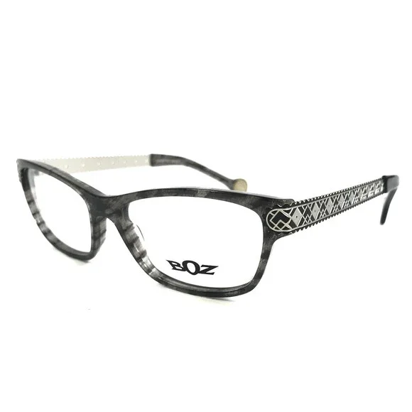 BOZ Eyeglasses Frames ZIGGY 0013 Grey Marble Black Silver Argyle Arms 53-15-137