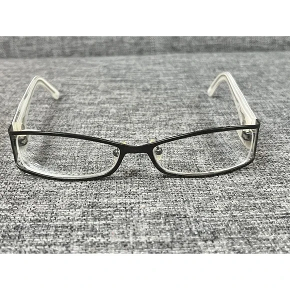 Chelsea Morgan GM Black White Rectangular Eyeglasses 51-16-135 Dotted Temple