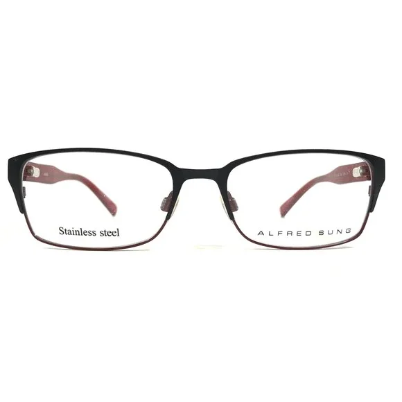 Alfred Sung Eyeglasses Frames AS4938 BLK Black Red Rectangular 53-17-130