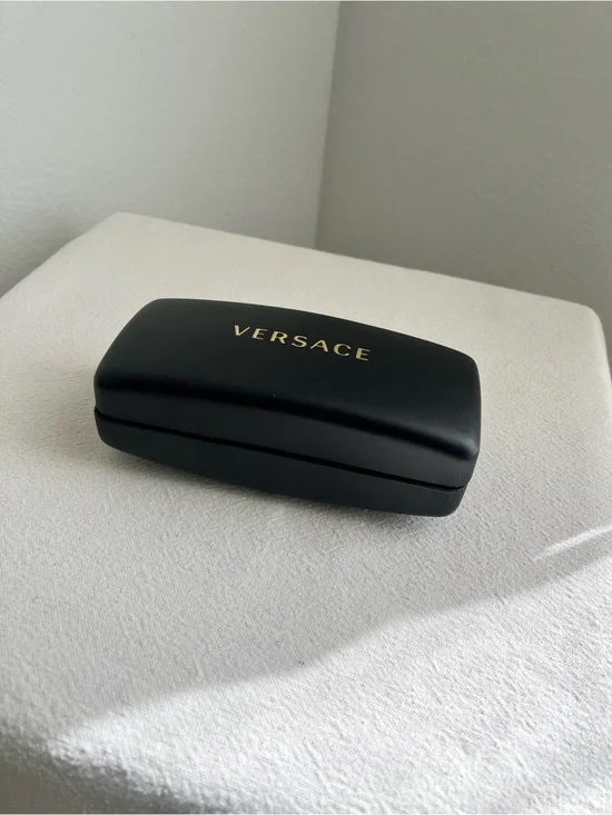 Versace Black Eyewear Case with Gold Lettering