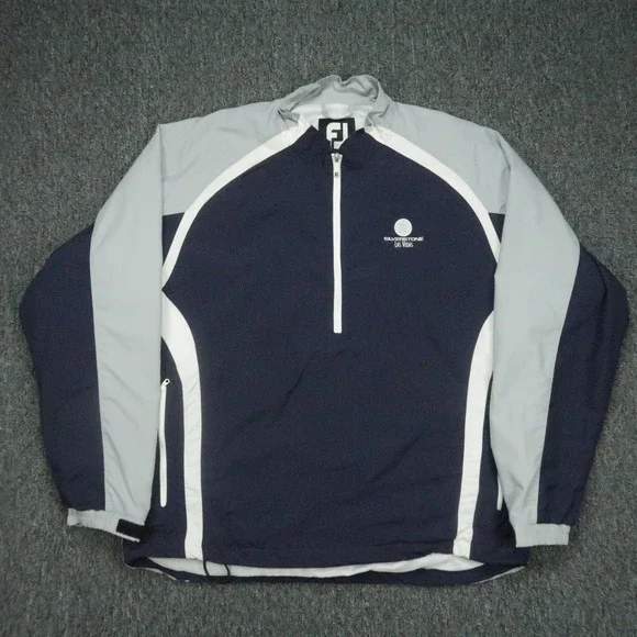 FootJoy Pullover Mens XL Blue Gray Quarter Zip Windbreaker Silverstone Las Vegas