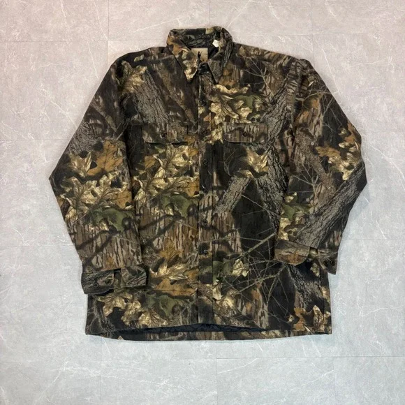 Vintage Hudsons Mens XL Camo Quilted Shirt Jacket Made in USA C24261-MOB Forest