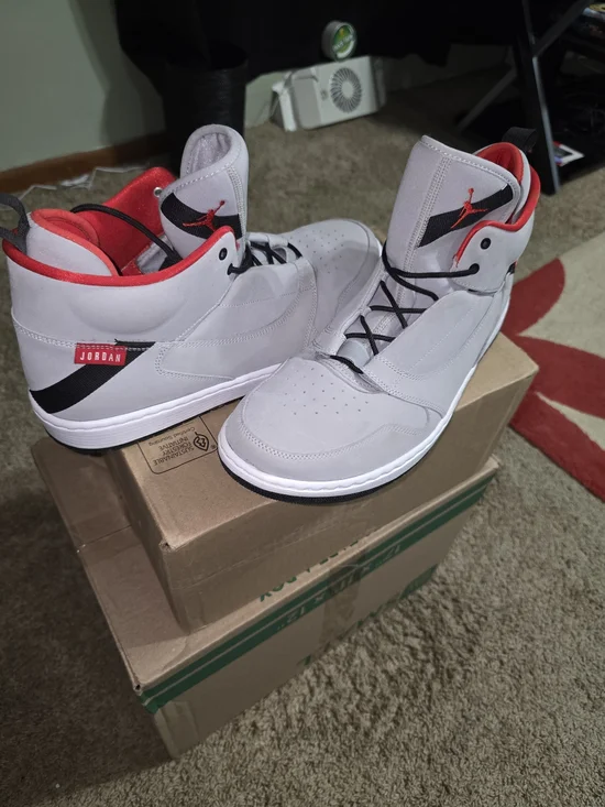 Size 15 Air Jordan Men’s High-Top Sneakers — Light Gray / Red No Box