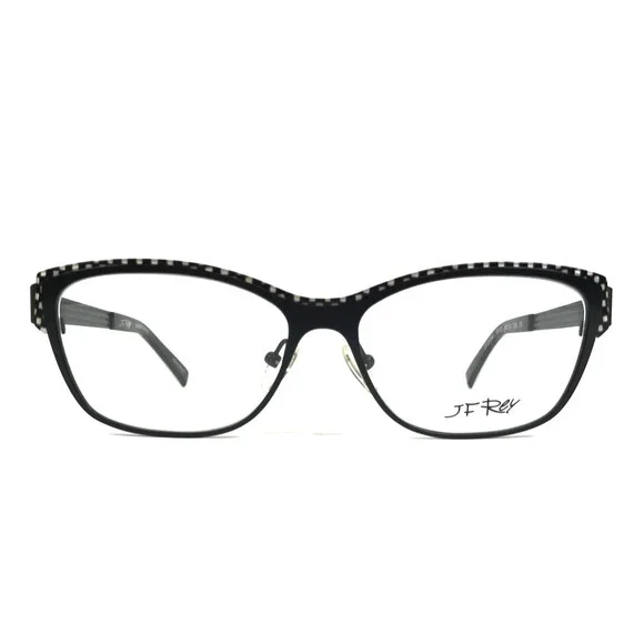 J.F. Rey Eyeglasses Frames JF2554 0010 Black White Checkered Cat Eye54-15-136