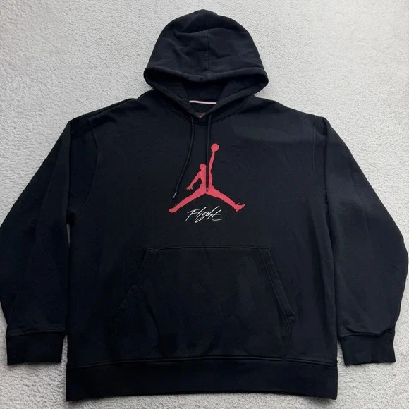 Jordan Flight Essentials Mens Black Red Jumpman Graphic Hoodie Large CV2244-010
