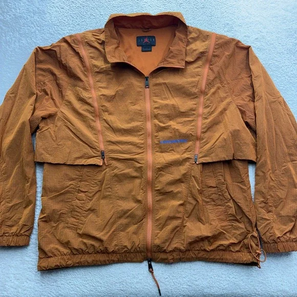 Jordan 23 Engineered Mens XXL Burnt Orange Ripstop Multi Zip Windbreaker Jacket