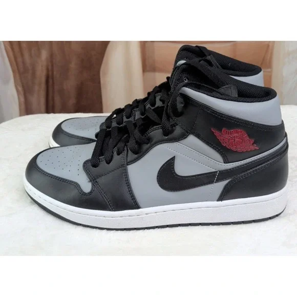 Nike Air Jordan 1 Mid Shadow Red Black Grey Shoes 554724-096