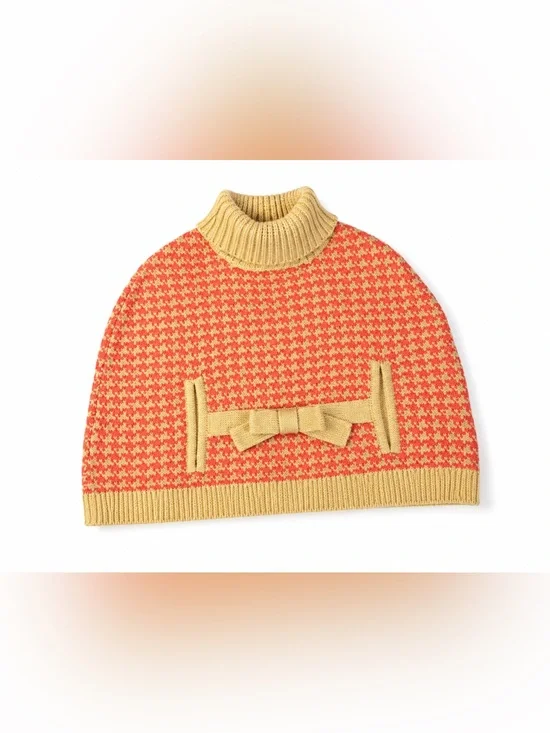 Janie and Jack Beige and Coral Knit Sweater Cape. Size 6-12 Months. Great Cond.
