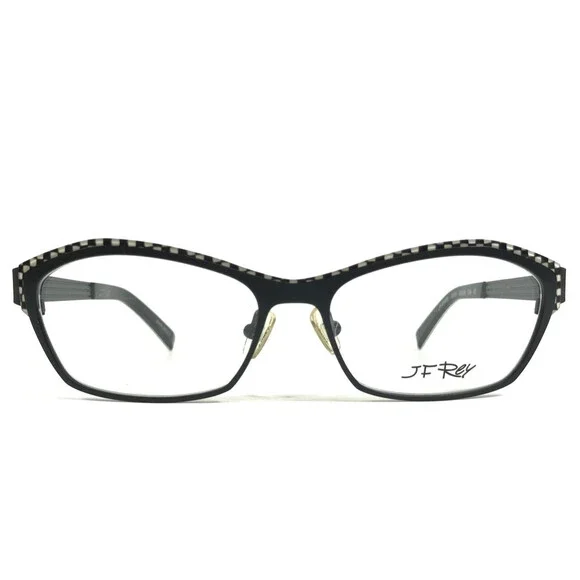 J.F. Rey Eyeglasses Frames JF2555 0010 Black White Checkered Full Rim 53-15-134