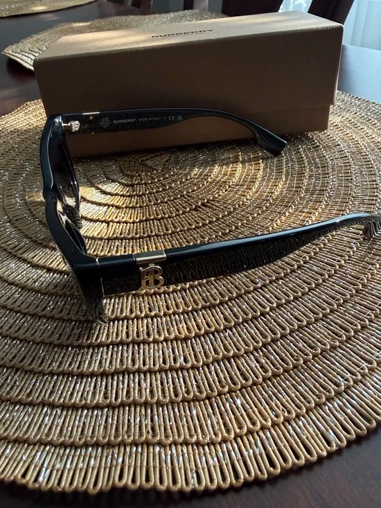Burberry Black Sunglasses with Gold TB Logo