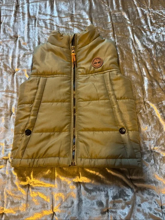 Timberland Olive Green Quilted Puffer Vest for Kids