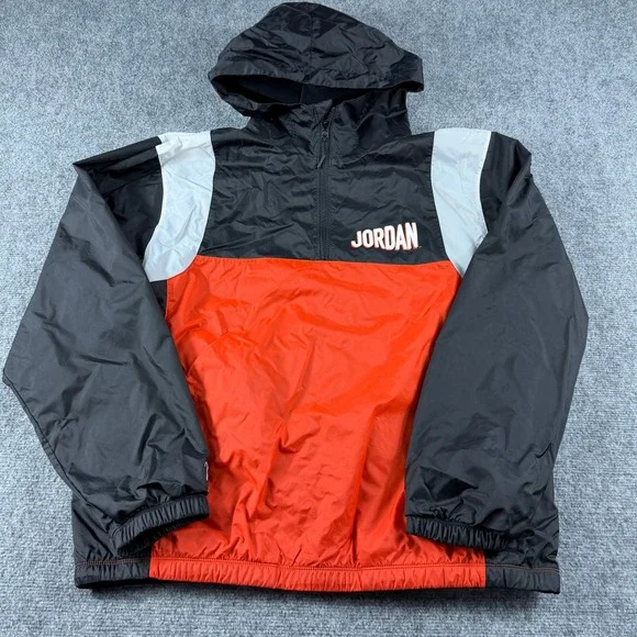 Jordan Jacket Mens Large MVP Flight Club Half Zip Hooded Windbreaker