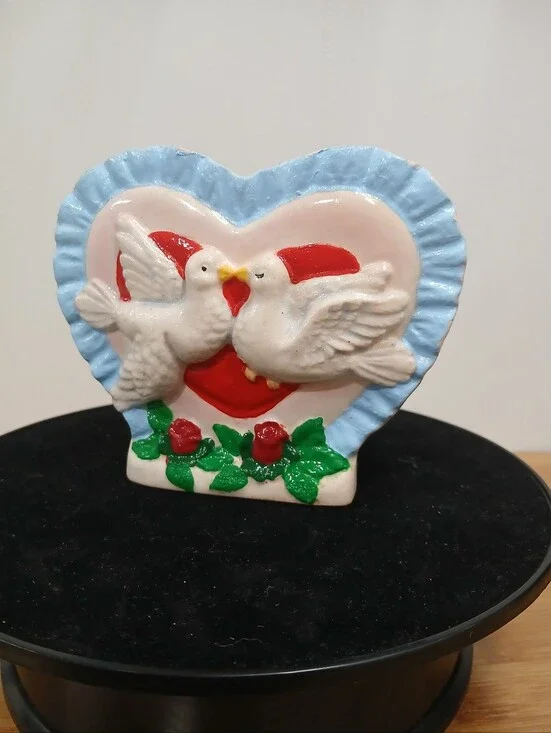Vtg Lefton Valentines Kissing Doves Ceramic Planter #964