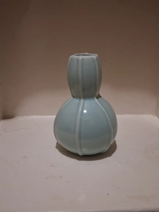 Vintage Celadon Glazed Double Gourd Bud Vase