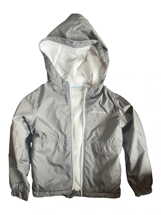 Columbia Silver Gray Hooded fleece lined Jacket size 4t boys