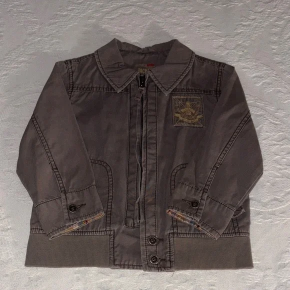 Gently Loved Genuine Kids OshKosh Kids Gray /Olive Greenish Jean Jacket