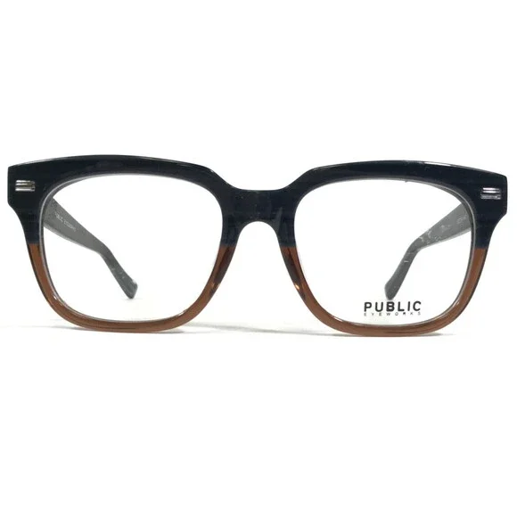 Public Eyeworks Eyeglasses Frames CAMDEN-C01 Brown Blue Thick Rim 52-19-140
