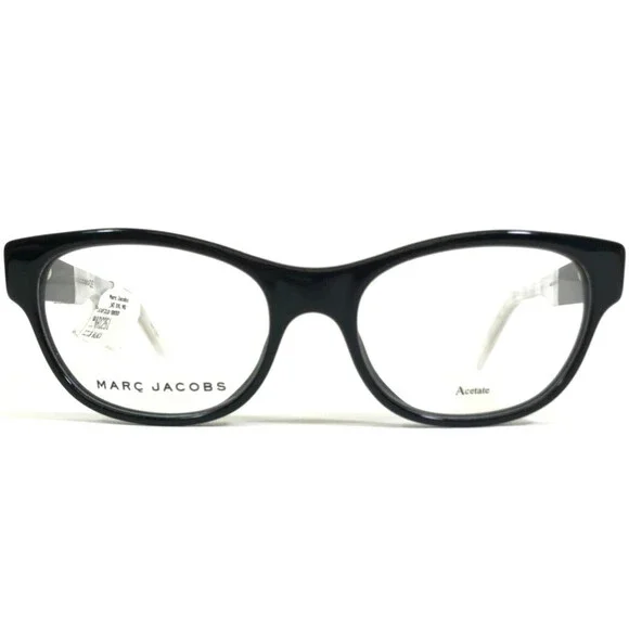 Marc Jacobs Eyeglasses Frames 251 807 Black Ivory Cat Eye Full Rim 52-18-140
