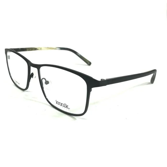 Iconik Eyeglasses Frames Henry C02 Black Square Full Rim 53-17-140