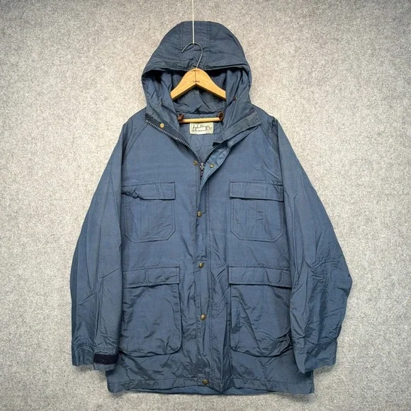Vintage LL Bean Jacket Mens XL Blue Baxter State Parka Hooded Made In USA