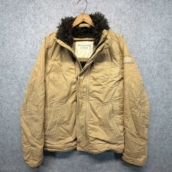 Vintage Abercrombie & Fitch Adirondack Jacket Men's Large Faux Fur Lined Y2K
