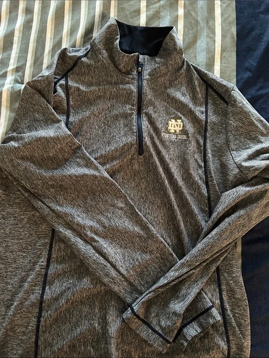 Antigua Gray & Black Quarter-Zip Pullover with Notre Dame Logo