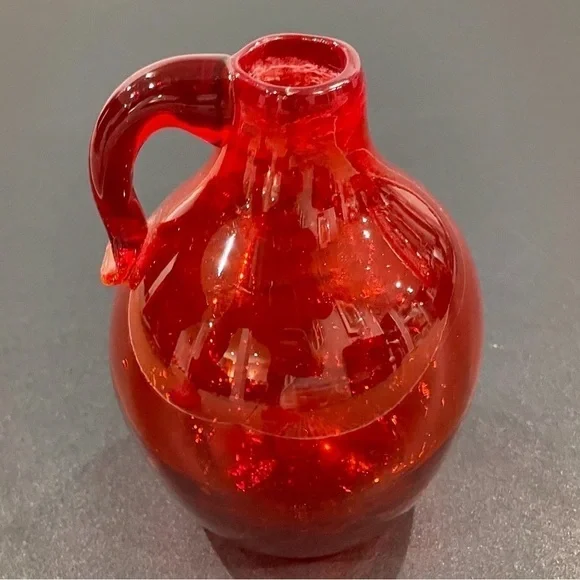 Antique vintage cranberry glass handblown flower jug bud vase art decor