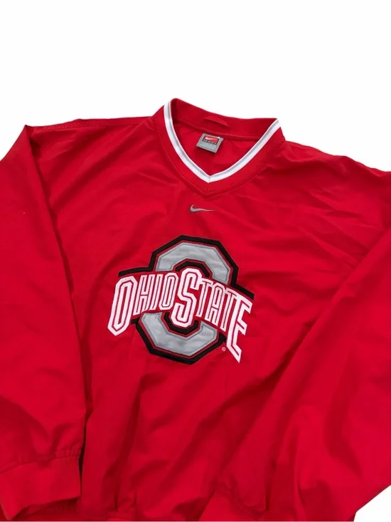 VTG Nike Center Swoosh Ohio State Buckeyes Windbreaker Pullover Mens Small