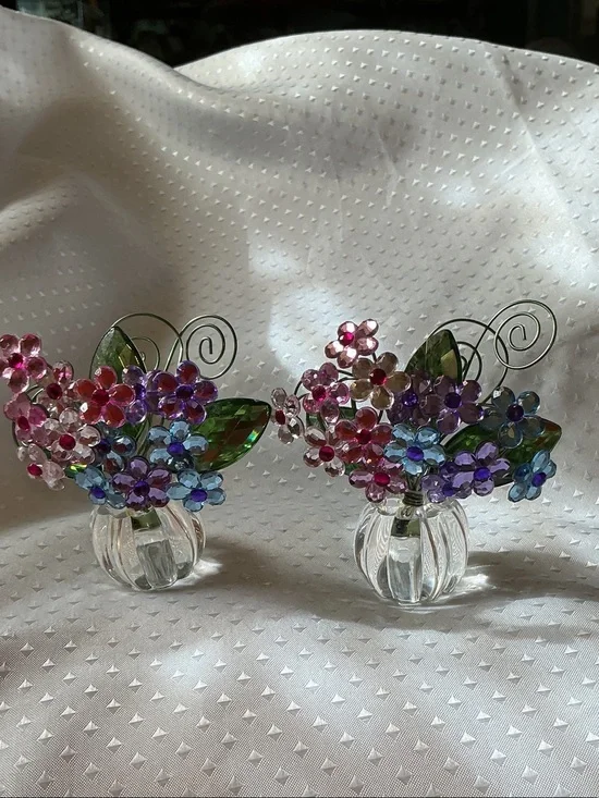 Crystal Beaded Floral Bouquet Figurine - Multicolor