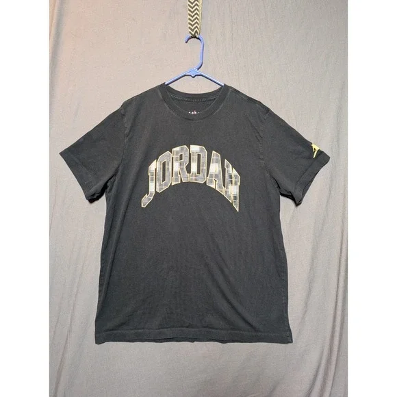 Jordan‎ Mens Graphic T Shirt Black Plaid Logo XL