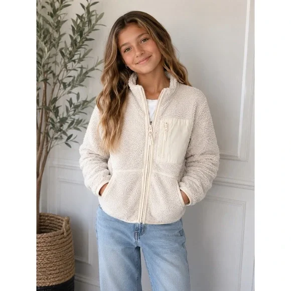 Athleta Girl  Cream Sherpa‎ Kids Jacket
