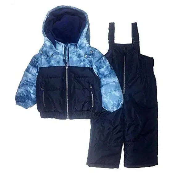 OshKosh B'Gosh Boys' 2-Piece Ski Jacket & Snow Bib Snowsuit 12M ( 21-25 Lb) Blue